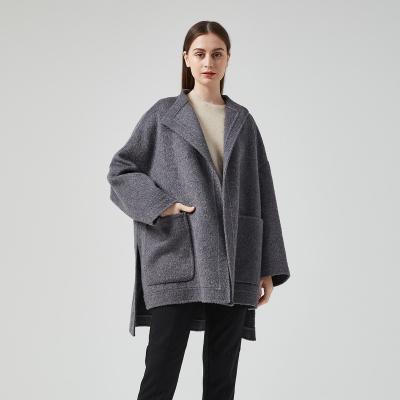 China Anti-Wrinkle Breathable Feature Woolen Overcoat Winter Loose Ruched Waist Cashmere Wind Coat for sale