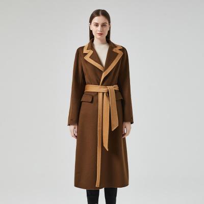 China Breathable Custom-made Wholesale Custom Collar Woolen Coat Winter Simple Long Woolen Coat Anorak For Women for sale