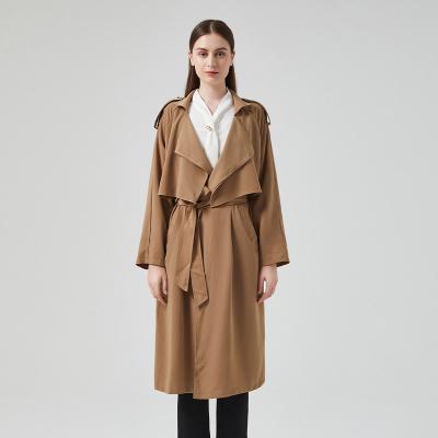 China Latest Anti-wrinkle Suit Collar Long Sleeve Knee Length Women Soft Trench Coat for sale