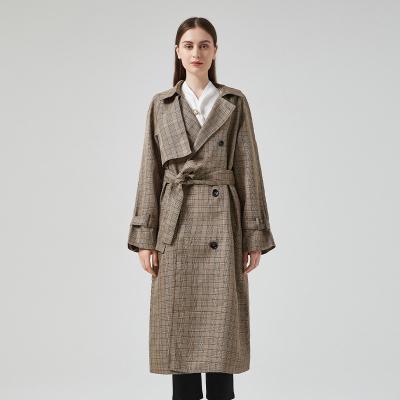 China Tweed Outwear Anti-wrinkle Plaid Tall And Stylish Autumn Women Trench Coats for sale