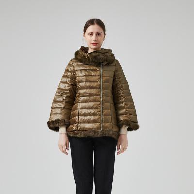 China Breathable Famous Women Brand Cheap First Comfortable Women's Rex Fur Decor Winter Ladies Shorts Oversized Down Jacket for sale