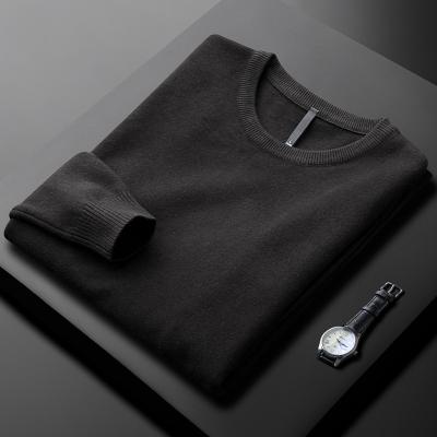 China Anti-wrinkle Winter Pure Wool Puyuan All Round Neck Male Pure Color Goat Sweater Youth Pure Wool Business Middle Aged Men's Sweater for sale