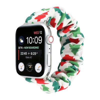 China Flower Women Girl Fashion Watch Band Scrunchie Fabric Printed Soft Elastic Watch Band 38mm 40mm For Apple Watch Series 1 2 3 4 5 6 7 for sale