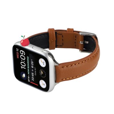 China Fashion Leather Woman Man Slim Pure Color Leather Watch Band / Strap For Apple Watch / iWatch Series 7 6 5 4 3 2 1 38/40/41 mm 42/44 /45 mm for sale