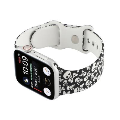 China Fashion Printed Silicone Color Watch Strap 40mm 44mm Silicone Sports Buckle Smart Watch Band For Apple Watch Series 1 2 3 4 5 6 7 41mm 45mm for sale