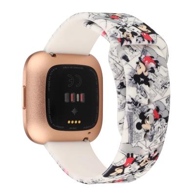 China Water Resistant Mickey Mouse Sport Silicone Watch Bands for Fitbit Versa and Versa Lite Rubber Band Strap and Versa 2 Watch Band Silicone Strap for sale