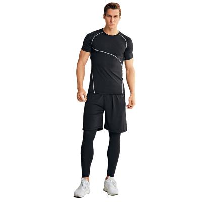 China QUICK DRY 3 Pieces Men's Sportswear Tracksuit Include T-shirt Shorts And Legging Pants for sale