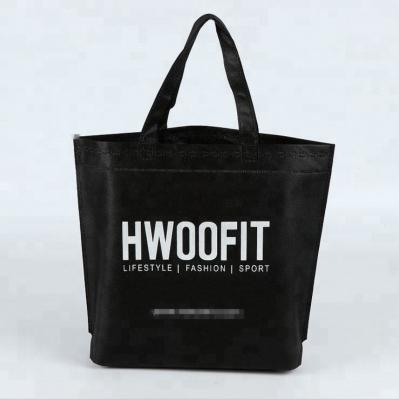 China Reclycled Plain Cheap Promotional Non Woven Tote Bag Black Color for sale