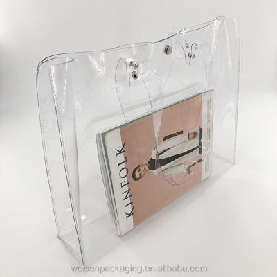 China 2018 China Recyclable PVC Bag, Clear PVC Plastic Bag With Snap Button, PVC Cosmetic Bag for sale