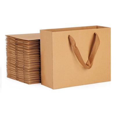 China Recyclable Eco Friendly Small Recycle Kraft Custom Printing Brown Paper Shopping Bag For Clothes With Handle for sale