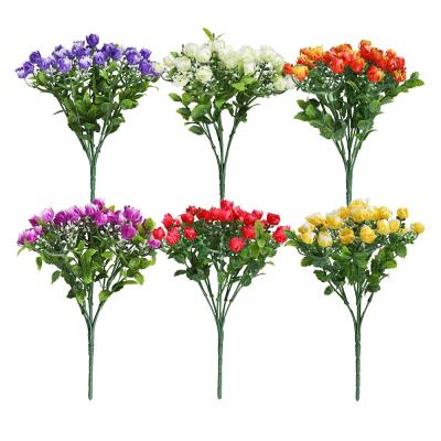 China Milan Head Small Roses Bouquet Natural Decorative Artificial Flowers and Plants Hotel Restaurant Interior Decoration Plant Contact G157 for sale