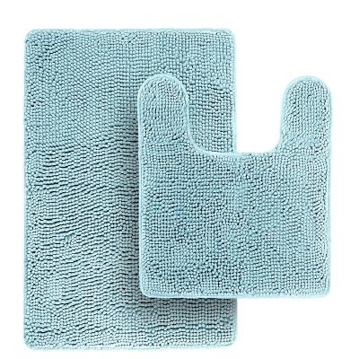 China FMT 2pcs/set viable machine washable chenille bath mat set good back hot sale bathroom rug non slip chenille bath mat for sale