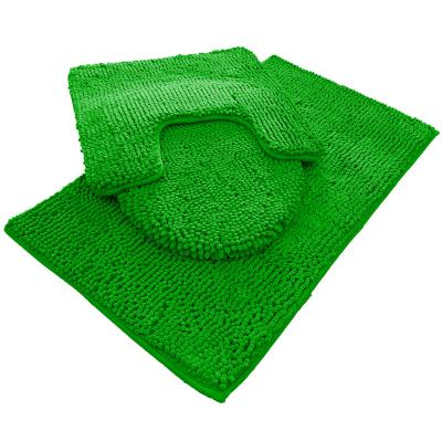 China Simple Viable Bathroom Shaggy Bath Mat Rugs Set FMT Microfiber Chenille Toilet Mat Chenille for sale