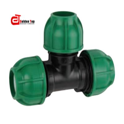 China Good Quality Corrosion Resistant PP Irrigation Coupling Equal Irrigation Compression Fittings PP Tee for sale