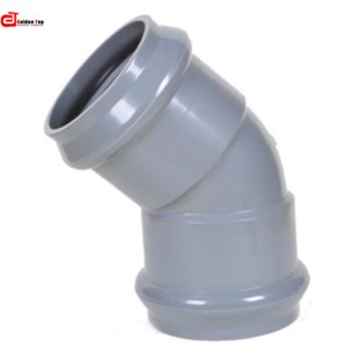 China 2022 Brand Hot Cheap Price PVC Plastic Elbow Dimension With Rubber Ring 45 Degree Pipe Fitting Equal for sale