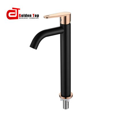 China Modern Black Gold Single Hole Metered Faucets 2022 Heigten Brass Decorative Garden Pedal Basin Faucet for sale