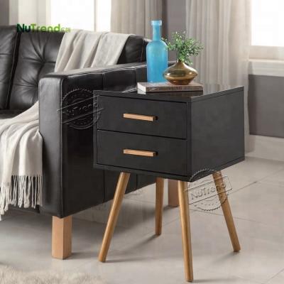 China Newest modern high gloss wooden nightstand with 2 drawers for sale