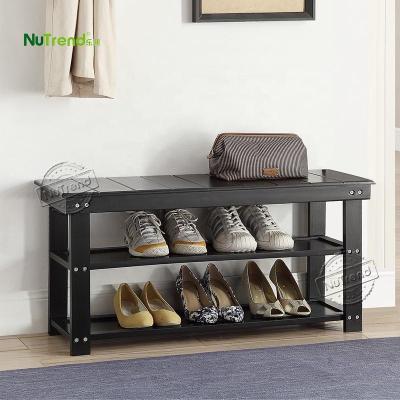 China Entryway Multiple Space Saving Home Option Colors Simple Black Shoes Bench Shoe Rack 2 Layers Shoe Cabinet Storage Door Household for sale