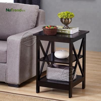 China X Shaped Frame White Wood X Shaped Modern 2 Tier Cross Multi-Use End Side Table For Living Room Furniture for sale