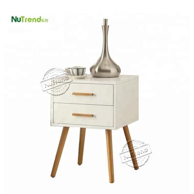 China Modern White Side Table With 2 Drawers Mid Century Style White Nightstand Bed Table Living Room Furniture for sale