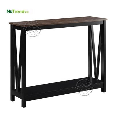 China Classic Two Tone Black Hall Hallway Entryway Console Table Modern Wood Foyer Entryway Console Table for sale