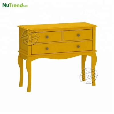 China MDF Painted Modern Wood Wall 3 Drawers Console Table With Curved Legs Design for sale