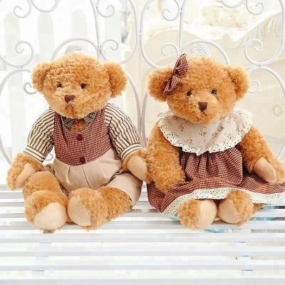 China Custom Teddy Bear Toy Promotion Couples Wearing Shirts and Dress for sale