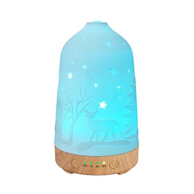 China RV 100ml White Color Home Ultrasonic Humidifier Star Deer Ceramic Aroma Oil Timing Diffuser 7 Color for sale