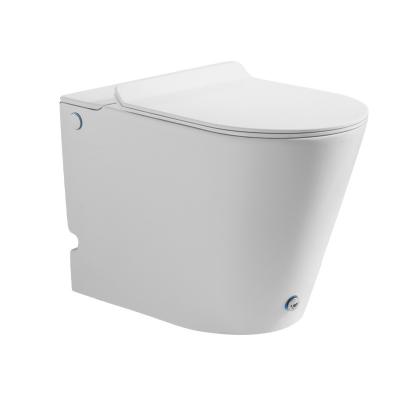 China Modern Design Style Bathroom Ceramic Wall-Mounted Toilet Set with Foot Touch Flush for sale