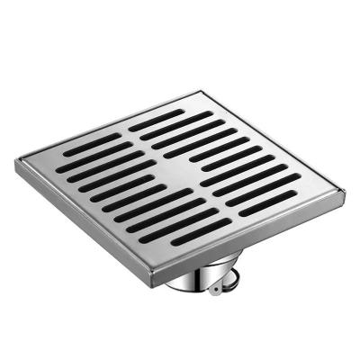 China Chrome Plated Brass Square Floor Drain for Bathroom and Kitchen in Strainer Style for sale