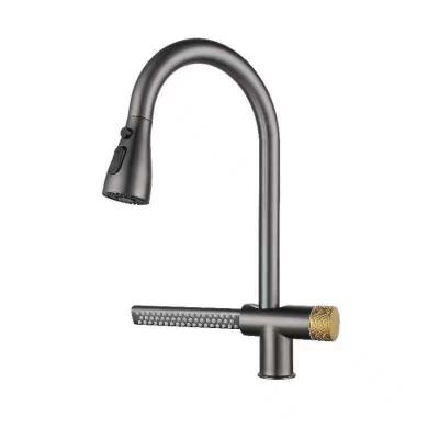 China Modern Pull Down Stainless Steel Brushed Kitchen Sink Faucets with Ceramic Valve Core for sale