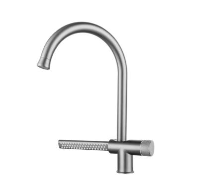 China 304 Stainless Steel Single Hole Rain Waterfall Kitchen Sink Faucet Deck Mounted Style for sale