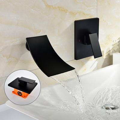 China Hot and Cold Brass Valve Core Shower Tap Mixers for Matte Black Wall Basin Tap Faucet for sale