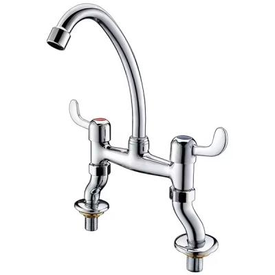 China Wall Mounted Brass Mixer Tap Kitchen Faucet Hot Cold Water Mixer for Commercial Kitchen for sale