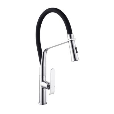 China Silver 2024 Design end Pull Down Kitchen Tap Sink Faucet Flexible Rubber Swivel Deck Mounted for sale