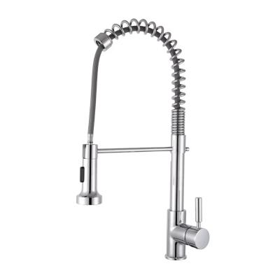 China Modern Design Hot Cold Water Mixer 360 Rotating Brass Kitchen Faucet with Spring Spray for sale