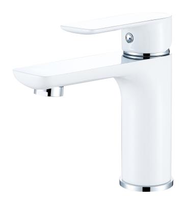 China Waterfall Bathroom Basin Faucet White Single Handle Hot and Cold Basin Mixer for sale