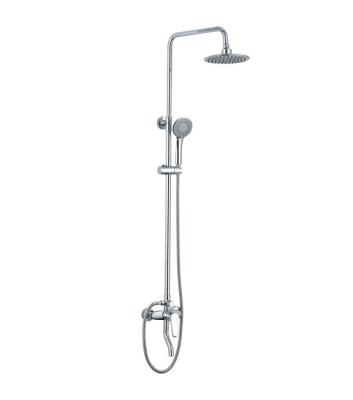 China Chrome Surface Finishing Modern Brass Round Pipe Rain Shower Head Bathroom Shower Set for sale