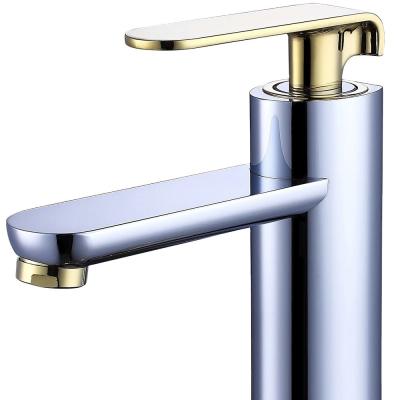 China Single Hole Plated Cold Bathroom Basin Mixer Sliver Concealed Faucet For Basin Tap for sale