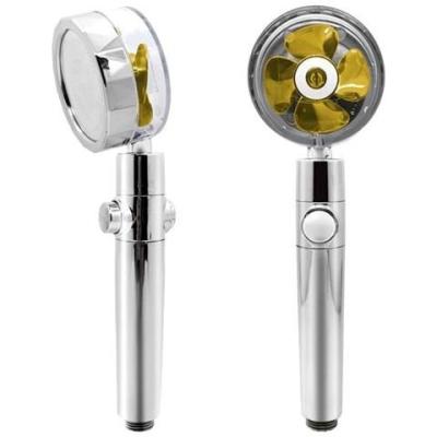 China Contemporary Style 360 Rotating Gold Fan Propeller Shower Head Set for High Pressure for sale