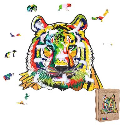 China Cartoon Toy A5 Class Unique Wooden Jigsaw Puzzles Amazon Shape Colorful Animals 3d Wooden Puzzle Best Gift For Adults And Kids Design for sale