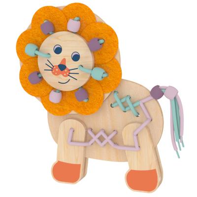 China Wooden Animal Shape DIY Practical Assembly Toys Educational Lion 16.8x20.5x3.2cm for sale