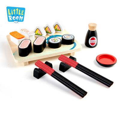 China Wooden Children Pretend Japanese Food Game Set Toy Sushi Food Combination Wooden Educational Toy For Children for sale