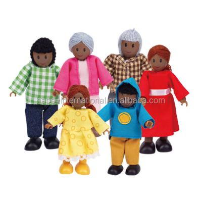 China Hape Wooden Wooden Figure / Dollhouse Figure / Pretend Play African Family for sale