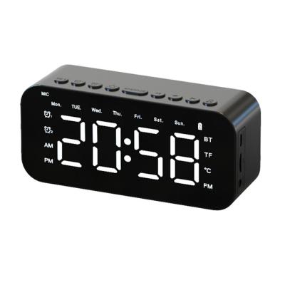 China Music Visual Desktop Table Subwoofer Radio FM Alarm Clock Display Mirror P6 LED Wireless Speaker for sale