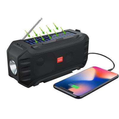 China AUX Flashlight USB FM Boombox Music Call Solar Charging Wireless Speaker. video portable radio stereo for sale