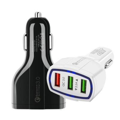 China Mobile Phone QC 3.0 Fast Charging 3 USB Car Charger Fast Charging 3 Ports For Car Phone Charging Adapter For All Mobile Phone for sale