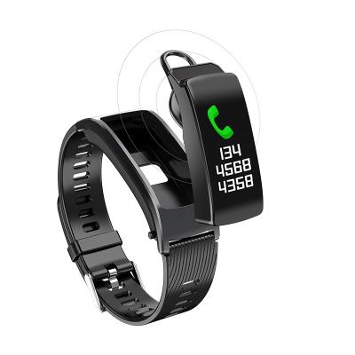 China Touch Screen Smart Wristband Wireless Earbuds Headset Blood Pressure 2 in 1 Smart Wristband with Stainless Steel Strap for sale