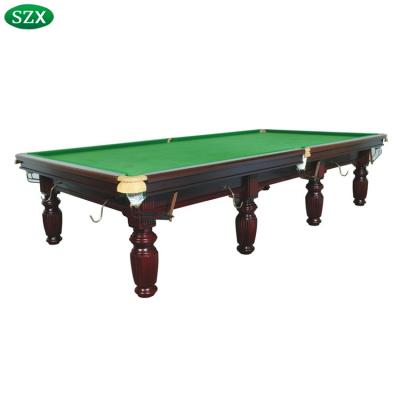 China Latest Professional Solid Wood Slate Leather Pool Table, Cheap Price 12ft Snooker Pool Table For Wholesale for sale