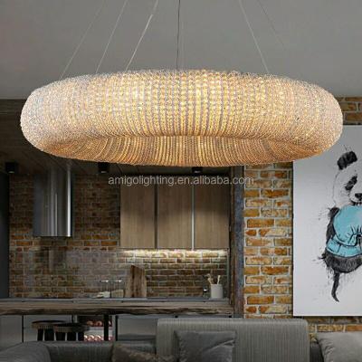 China 2021 Modern Home Luxury Crystal Ring Restaurant Gold LED Round Chandelier rp02-d100 for sale